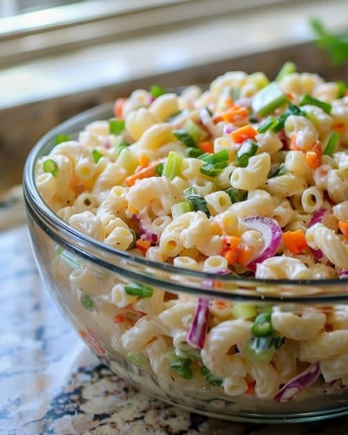 Hawaiian macaroni salad pairs wonderfully with grilled meats,